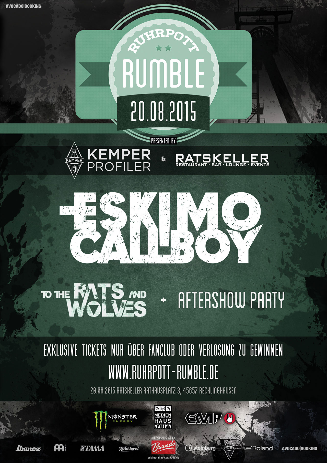 Ruhrpott Rumble 2015: Eskimo Callboy + To the Rats and Wolves + Aftershow Party am 20.08.2015 im Ratskeller in Recklinghausen
